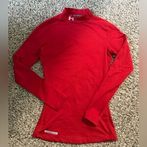 Under Armour Women's Red Long Sleeve Mock Neck Performance Top